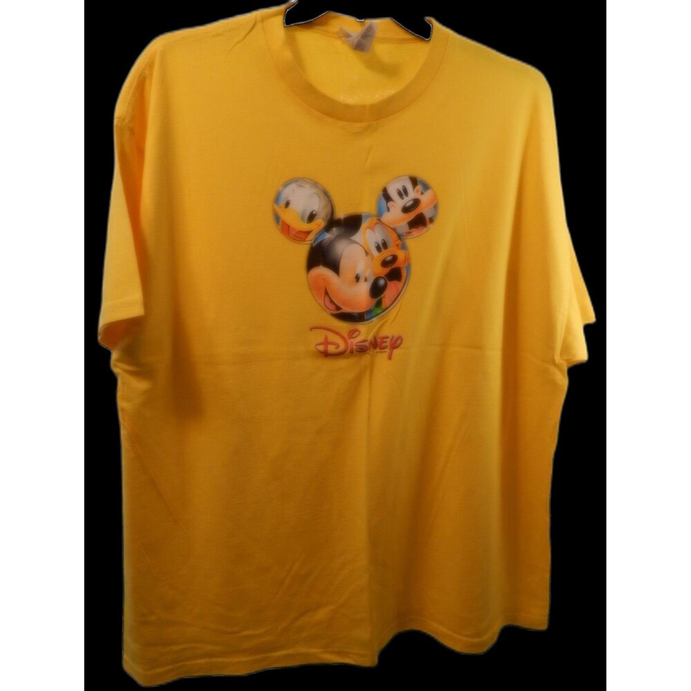 Men's 2XL Hanes Pre-Owned WDW Mickey Mouse YELLOW Authentic WDW Parks Tee Shirt